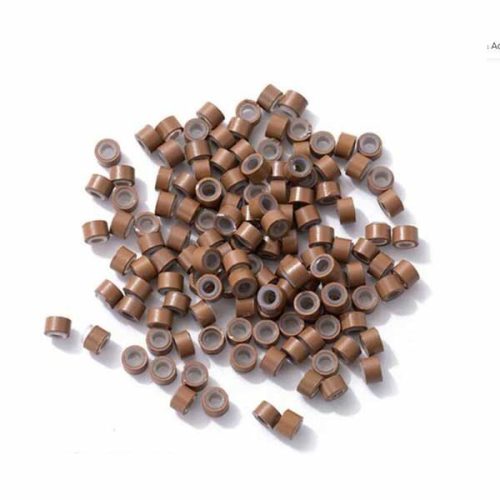 Micro Rings Silicone Lined for I-TIP Hair Extension Light Brown 100pcs