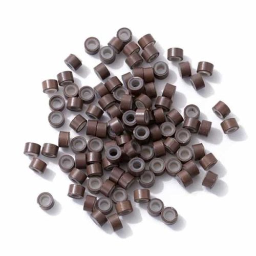 Micro Rings Silicone Lined for I-TIP Hair Extension Medium Brown 100pcs